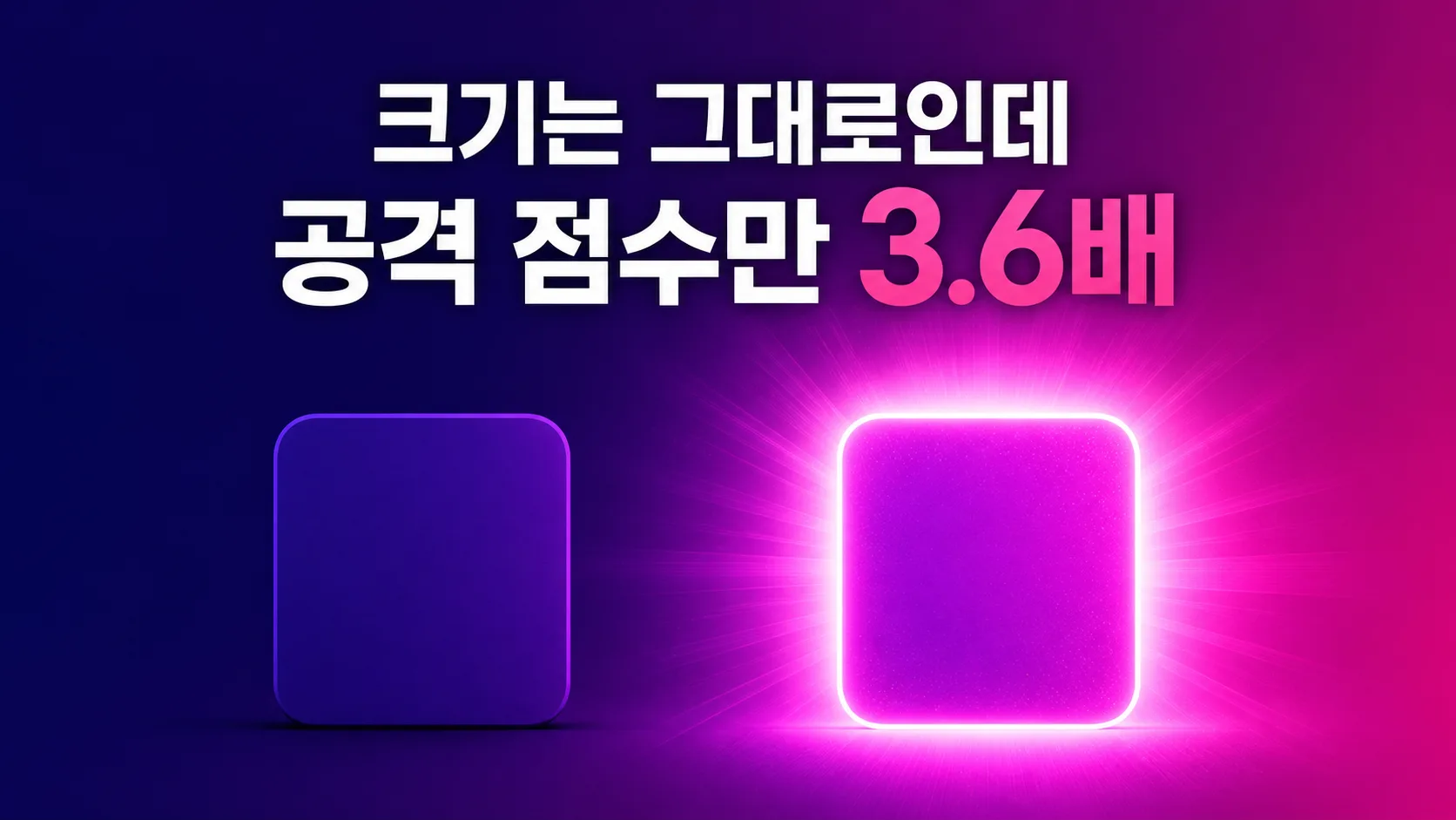 크기가 같은 두 개의 모델 덩어리 중 한쪽만 능력이 커진 구조를 나타낸 일러스트